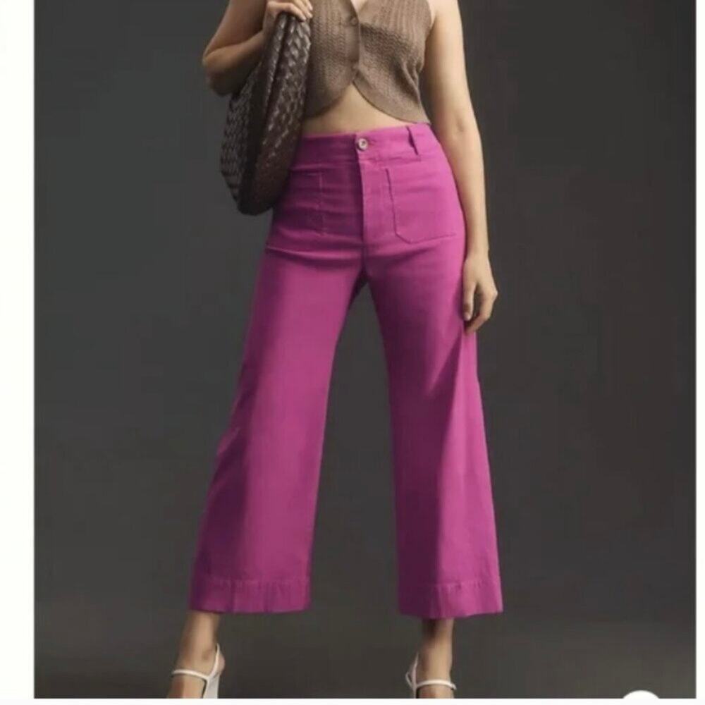 Maeve Anthropologie The Colette Pants Pink Size 25 Viscose Linen Cotton